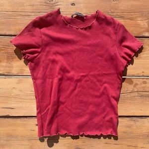 brandy melville red ruffle top